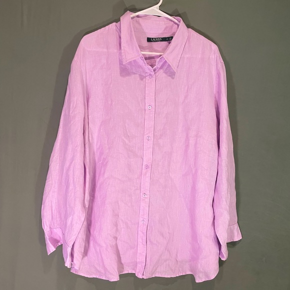 Ralph Lauren Tops - Ralph Lauren Women’s Pink Linen Button Down Shirt - size 3x -